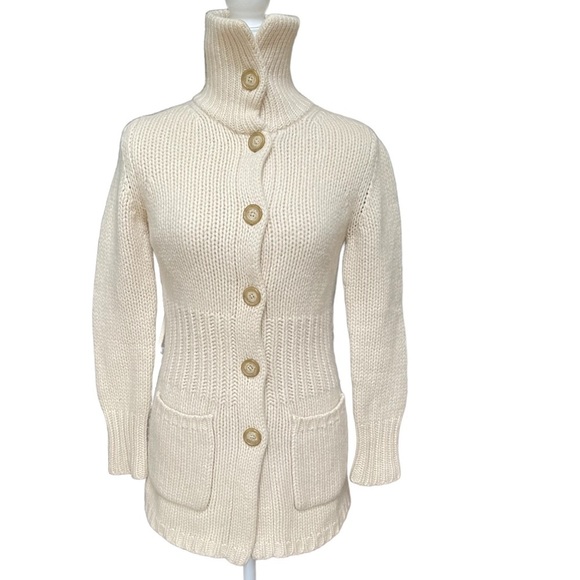 Gap Wool & Agora Blend Chunky Knit Minimalist Open Front Cardigan Size: M - Picture 3 of 10